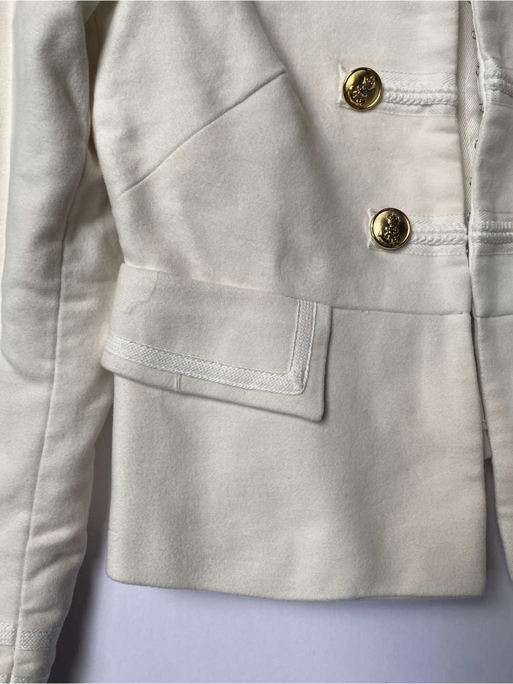 Zara White Military-Style Double-Breasted Blazer with Gold Buttons - Picture 3 of 12